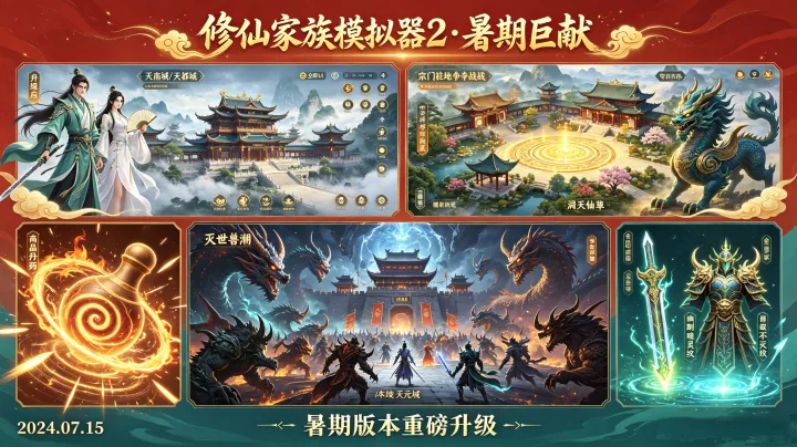 修仙家族模拟器 2官网下载：暑期大版本重磅升级｜ 7 月 25 日 10 点更新，全新和平首服 S1 天命修仙界正式启航
